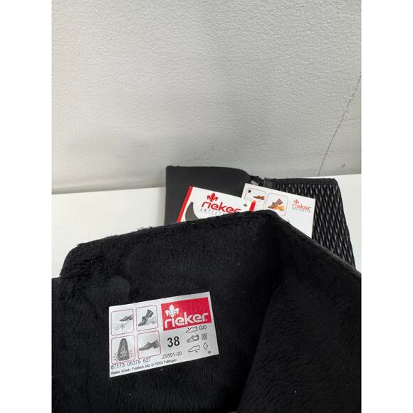 RIEKER Boots 38 Faith Black Smooth Leather Stretch Zip Tall Boot Z9591-00 NEW - Picture 10 of 11